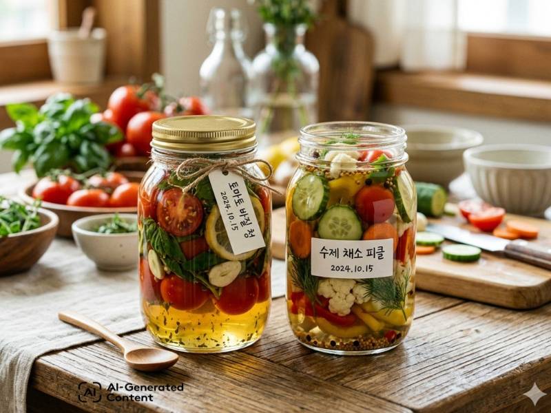 토마토 바질 청과 수제피클 만들기 이미지