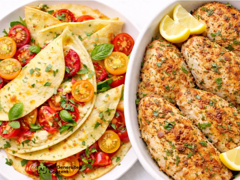 토마토 곁들인 또띠아 크레페와 크로칸테 오븐구이 만들기 이미지