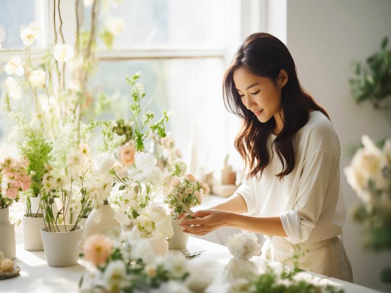 선의 아름다움을 담은 라인형 꽃꽂이 이미지