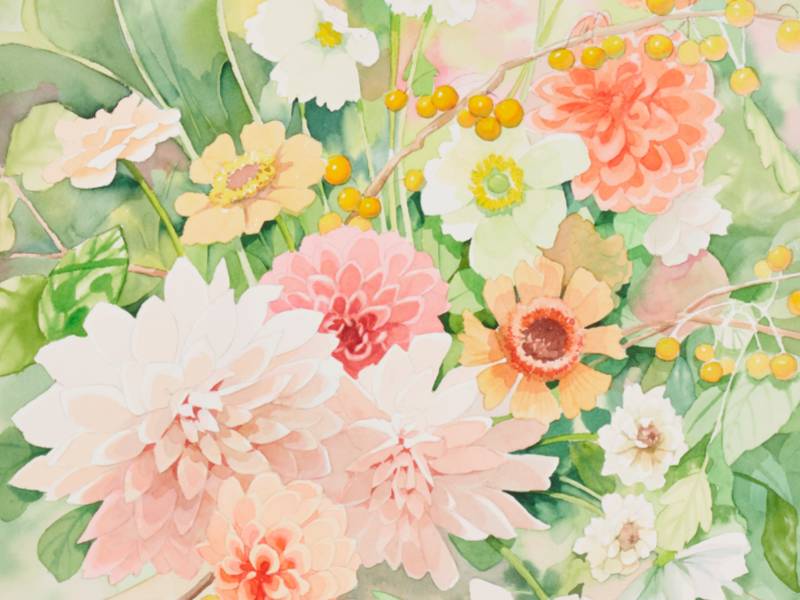 수채화로 꽃 그리기 (기초~중급) 이미지
