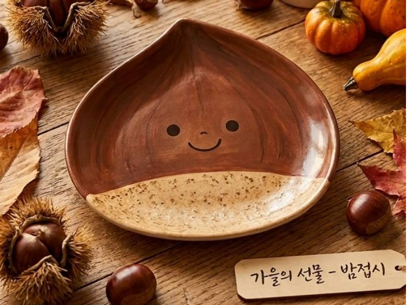 도자기 가을 밤 접시 만들기 이미지